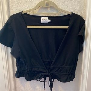 Princess Polly Black Tie Crop Top (Jamison Reid)